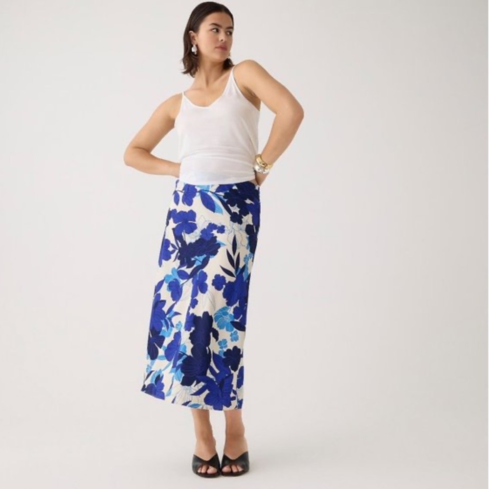 Jcrew gwyneth slip skirt in blue painted floral